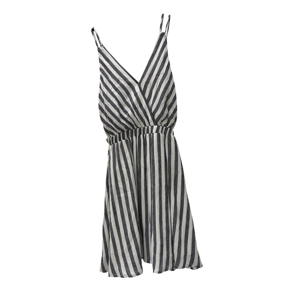 Lulus Striped V-Neck Mini Dress Navy White Surplice Back Cutout XS NWT
